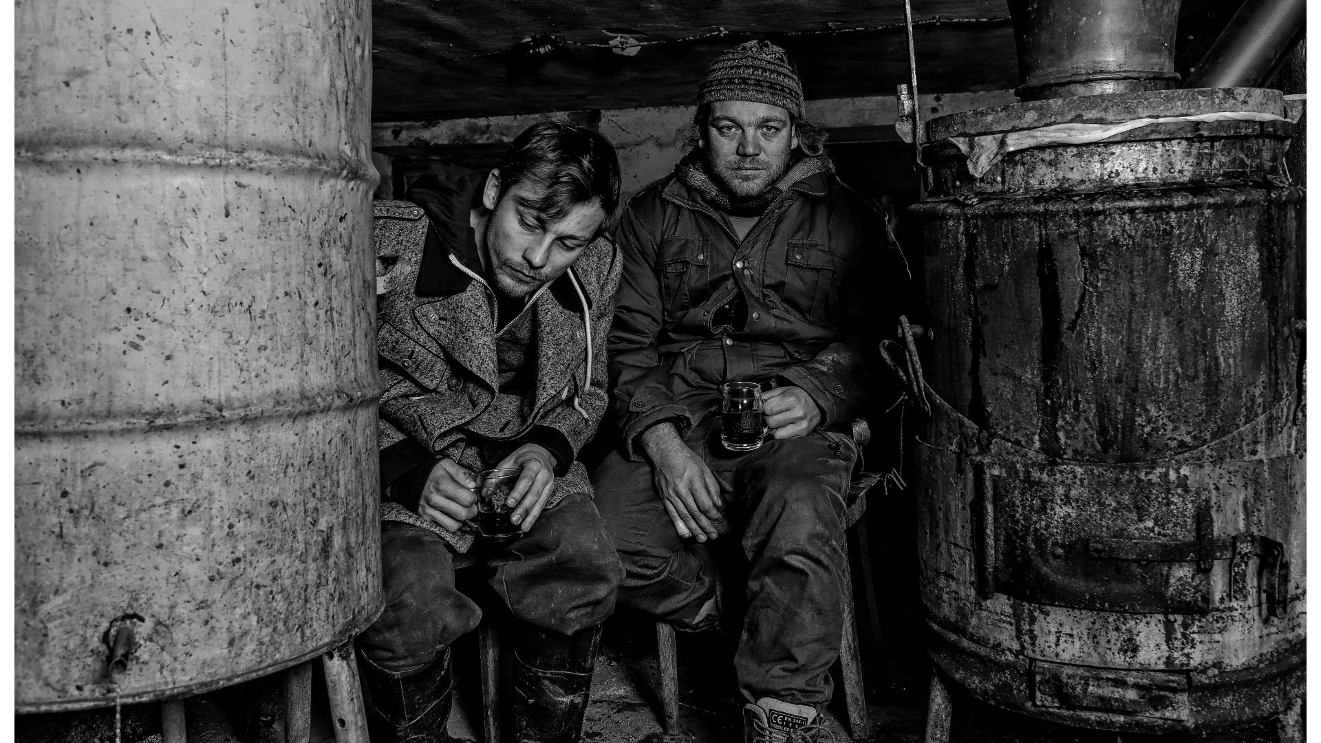 Bergleute in einer alten Mine, historische Bergbaustätte in Eibiswald, Österreich.